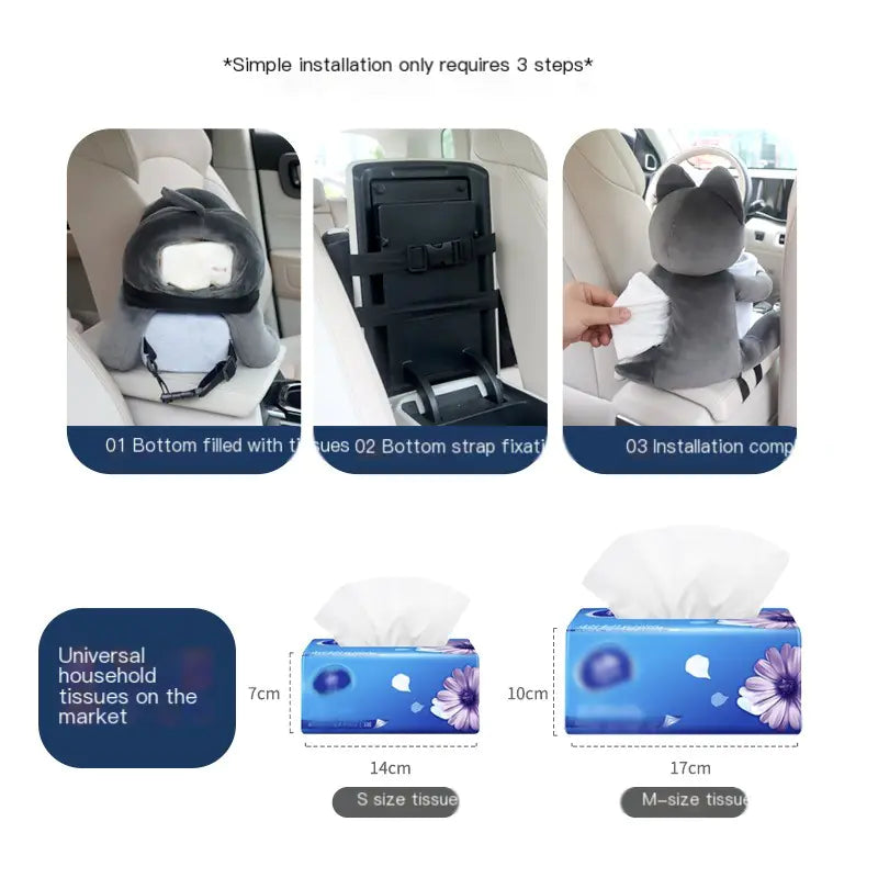 Creative Car Tissue Box and Trash Bin for Women